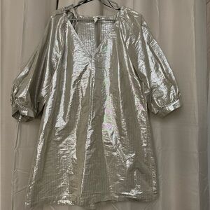 Metallic Silver Women's Top